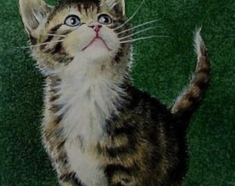 Gray Cat Kitten Miniature Art by Melody Lea Lamb ACEO Giclee Print