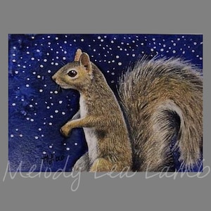 Squirrel Wildlife Art Melody Lea Lamb ACEO Print