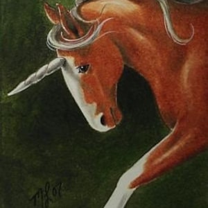 Cadeau de conte de fées Licorne Fantasy Art Melody Lea agneau ACEO impression