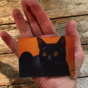Halloween Black Cat, Art by Melody Lea Lamb, ACEO Print