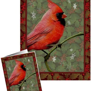 Cardinal Bird Art Holiday Greeting Card by Melody Lea Lamb image 2