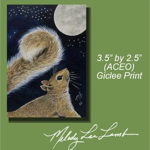 ACEO OE Print Wildlife Art Melody Lea Lamb Squirrel