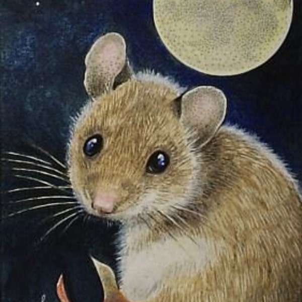 Maus und Vollmond Art von Melodie Lea Lamm ACEO Druck