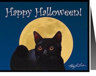 Halloween Black Cat Greeting Card