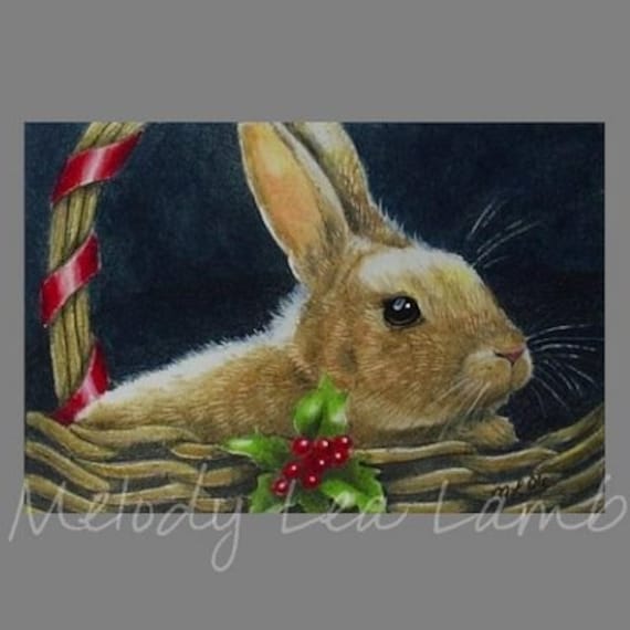 Holiday Bunny Rabbit Melody Lea Lamb ACEO Print - Etsy