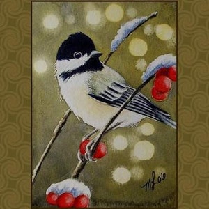 Chickadee Greeting Card di opere d'arte originali di melodia Lea agnello