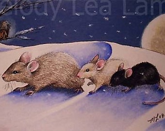 Mouse Book Illustration ACEO Print Art by Melody Lea Lamb