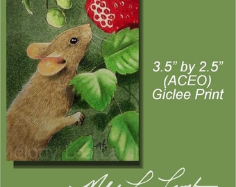 Spring Mouse Miniature Art by Melody Lea Lamb ACEO Giclee Print