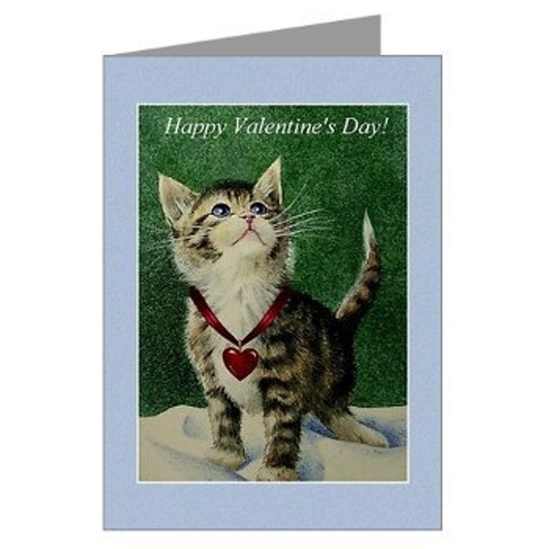Valentine's Day Card Gray Cat Kitten by Melody Lea Lamb image 2