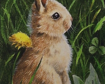Spring Bunny Rabbit Art by Melody Lea Lamb ACEO Print