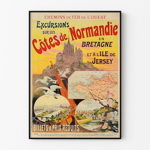 Trains Normandie Bretagne | Reproduction d affiche ancienne