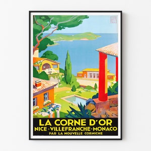 Corne d&#39;Or - Nicea - Villefranche - Monako | Reprodukcja starego plakatu