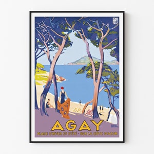 Agay / Saint-Raphaël Costa Azul | Reproducción de cartel antiguo.