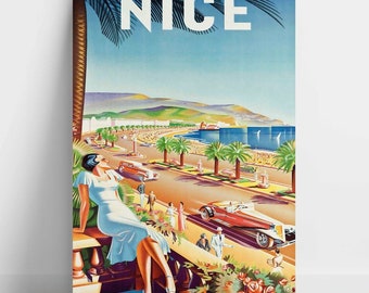 Reproductie van vintage poster - De Promenade des Anglais in Nice