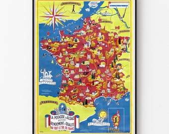 Carte de France | Reproduction d’affiche ancienne