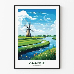 Vintage Zaanse Mills Poster - Netherlands