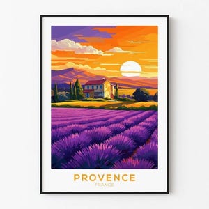 Vintage Provence Poster at Sunset