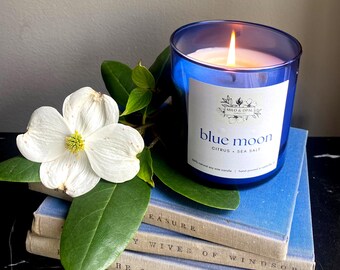 BLUE MOON Citrus Sea Salt Soy Candle | Seaside Vibes | Non-toxic | Vegan | Gift | Best Seller