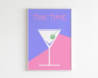 1960s Retro Cocktail Posters: Pink Vintage Wall Art & Home Decor Gifts.