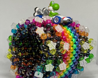 Bracelet Kandi ~ Mario Rainbow Road rotatif ~ Bijoux Rave ~ Bijoux de festival ~ Manchette Kandi
