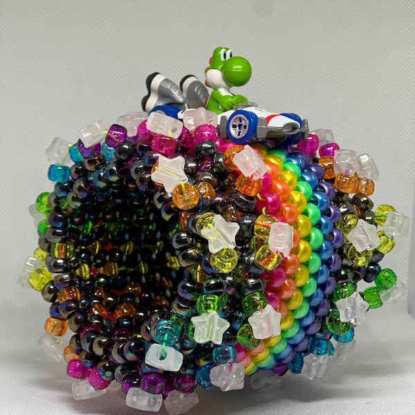 Kandi Bracelet ~ Rotating Mario Rainbow Road ~ Rave Jewelry ~ Festival Jewelry ~ Kandi Cuff