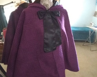 Victorian Cape, Victorian Cloak, Victorian Clothing, Purple Cape, Suede Cape, Purple Suede, Victorian Mantle, Gothic Victorian, Gothic Gifts