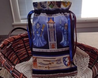 Wizard Tarot Bag: Medieval Fabric Drawstring Pouch, Gothic Runes