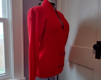 Vintage 1950s Pendleton Wool Cardigan: Red Grandma Core Sweater