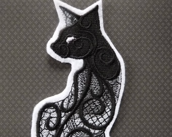 Black Cat, Cat Patch, Cat Applique, Black Kitten, Black White, Iron On Patch, Gothic Patch, Goth Patch, Gothic Gifts, Spooky Cat, Gothic Cat