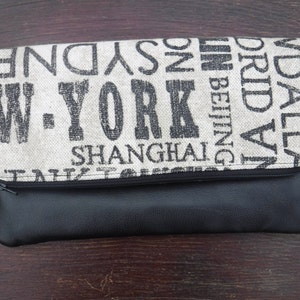 Pochette à rabat, Sac à main à rabat, Pochette, Pochette en similicuir, Villes du monde, Sac grandes villes, Porte-monnaie noir pour femme