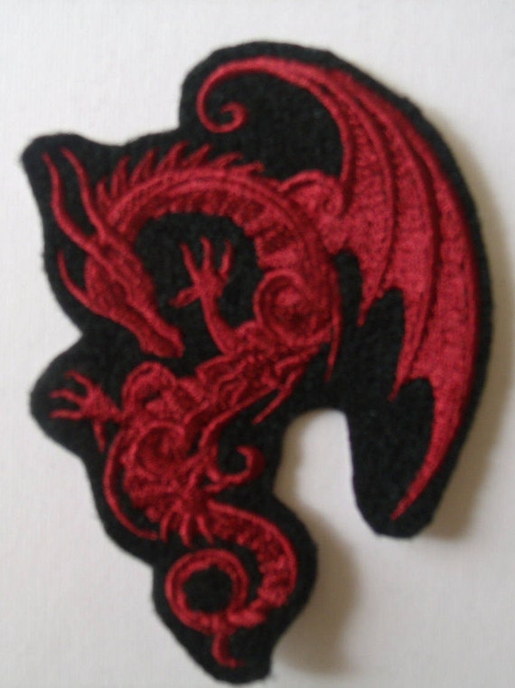 Red Fire Breathing Dragon Patch Legend Fantasy Fly Embroidered Iron On Applique