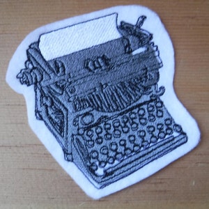 Gray Typewriter Patch, Typewriter Gifts, Retro Typewriter, Gray Iron On Patch, Victorian Patch, Just my Type, Gray Applique, Gothic Gifts
