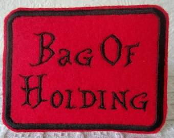 Bag of Holding Embroidered Patch: Red Felt Gamer Accessory