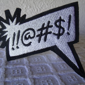 Comic Patch, Comics Bubbles, Comic Gifts, Black White Patch, Iron On Patch, Embroidered Applique, Curse Words, Swear Words, ComicCon Cosplay