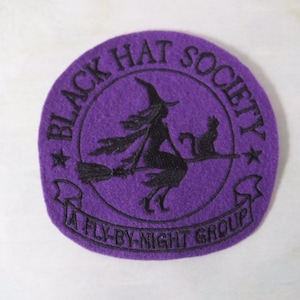 Purple Witch Embroidered Iron On Patch: Black Hat Society