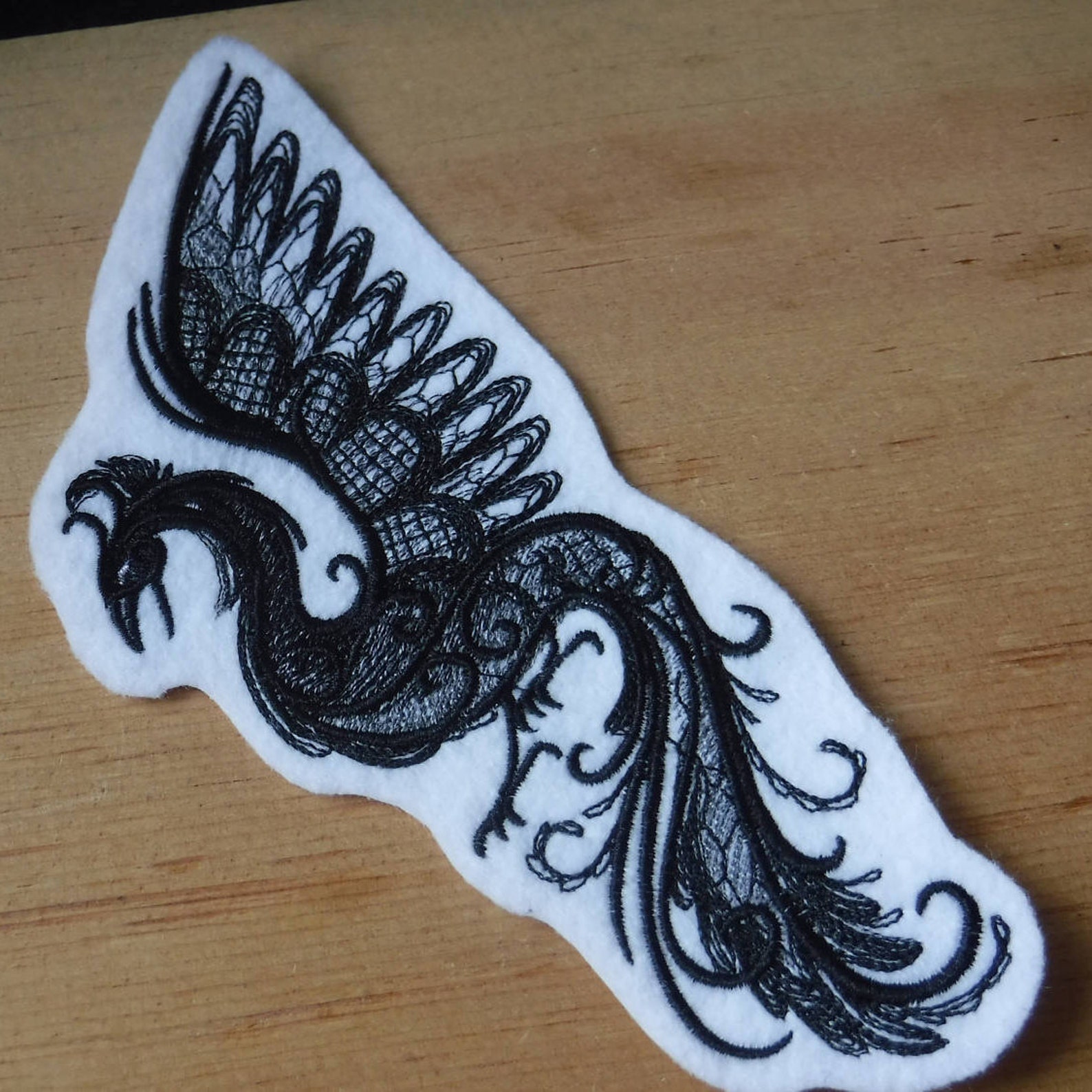 Phoenix Patch Black Phoenix Phoenix Applique Iron on Patch Etsy