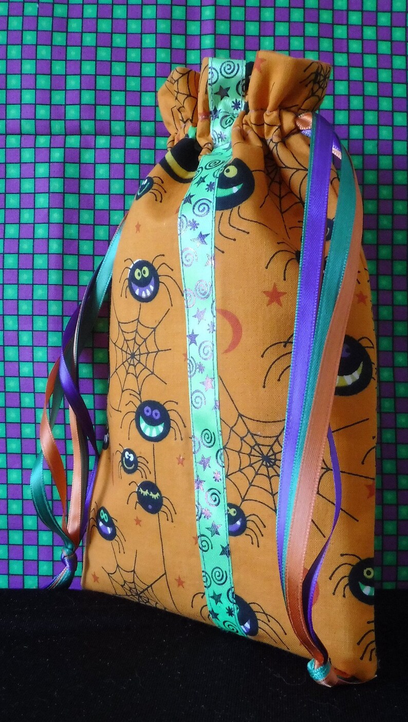 Spider bag halloween spider spider fabric drawstring bag  etsy Spider bag halloween spider spider fabric drawstring bag  etsy