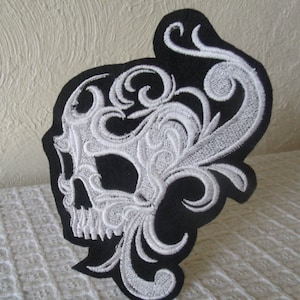 Gothic Skull, Gothic Gifts, Gothic Patches, Skull Patch, Skull Gifts, Iron On Patch, Embroidered Skull, Embroidered Patch, Applique Patch