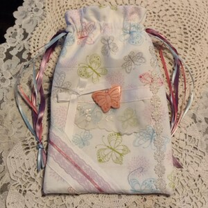 Butterfly Bag, Victorian Butterfly, Butterfly Gifts, Drawstring Bag, Tarot Bag, Wiccan Gifts, Runes Pouch, Divination Deck, Tarot Deck, Bugs