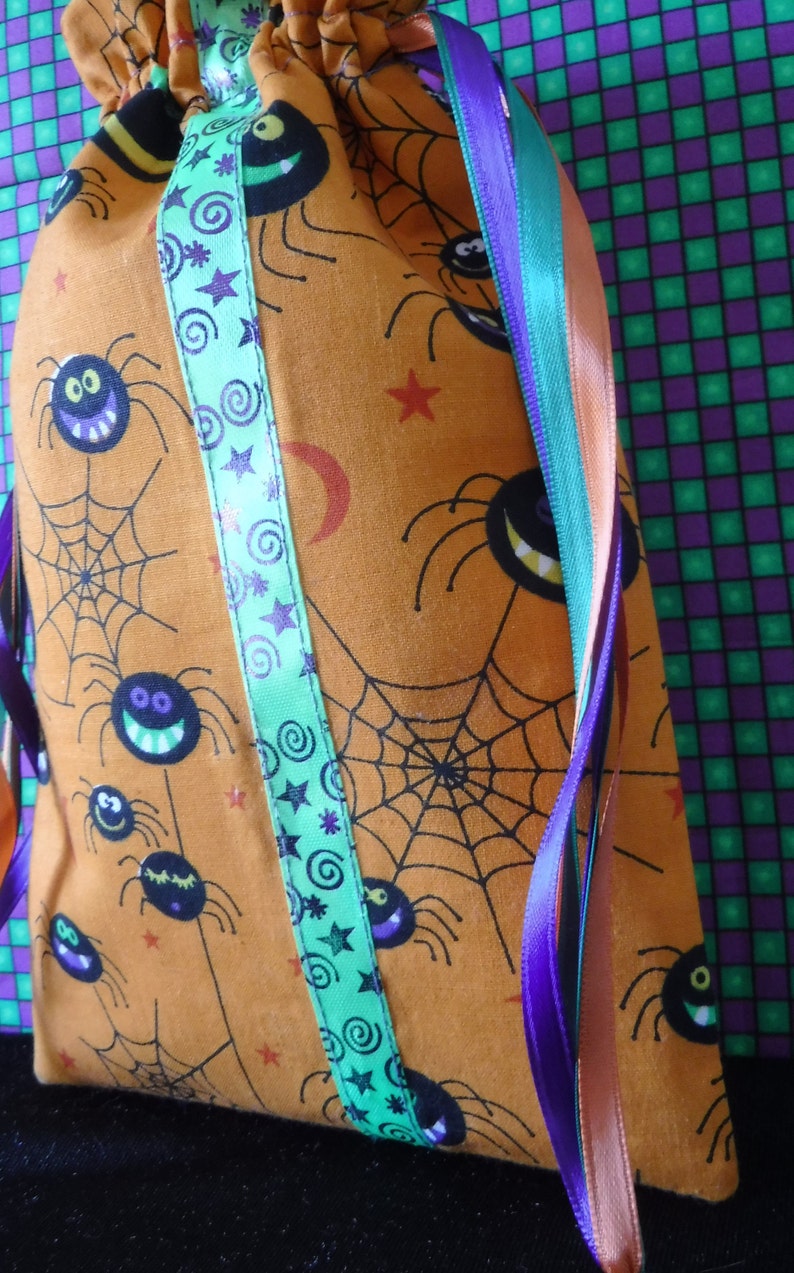 Spider bag halloween spider spider fabric drawstring bag  etsy Spider bag halloween spider spider fabric drawstring bag  etsy