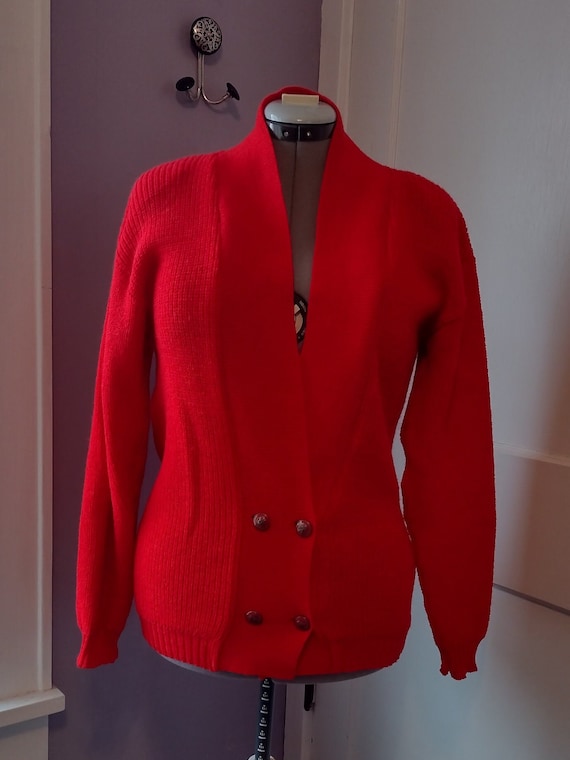 Vintage 1950s Pendleton Wool Cardigan: Red Grandm… - image 2