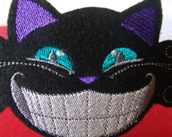 Cheshire Cat Embroidered Iron On Patch: Alice in Wonderland Goth Gift