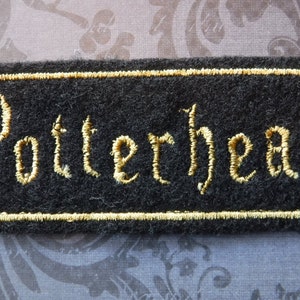 Écusson Potterhead : appliqué thermocollant brodé doré