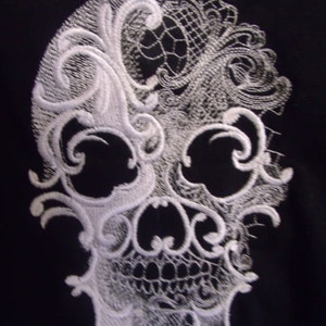 Skull Patch, White Skull, Gothic Skull, Iron On Patch, Fancy Patches, Gothic Applique, Gothic Gifts, Black White, Goth Patches, Halloween