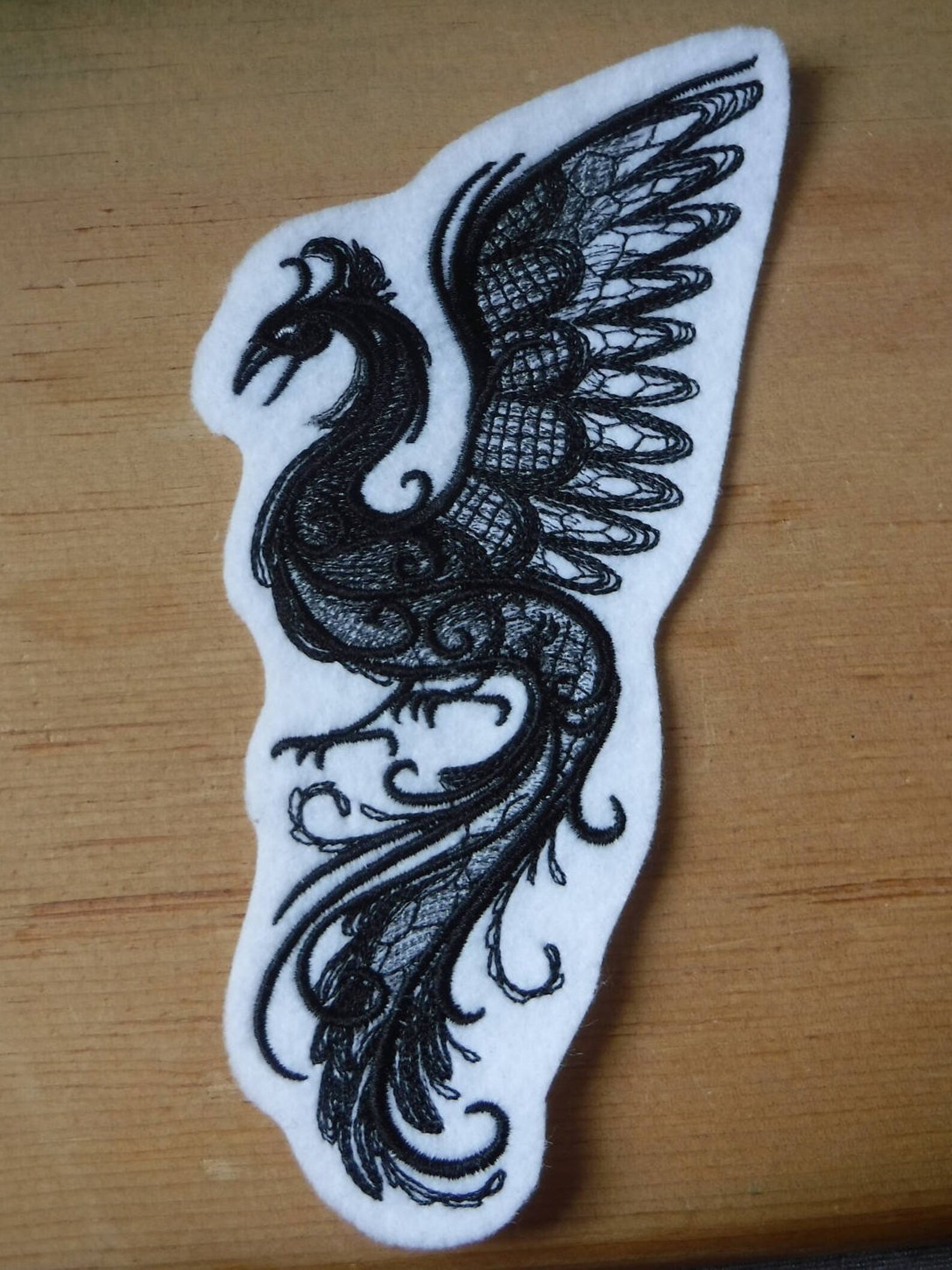 Phoenix Patch Black Phoenix Phoenix Applique Iron on Patch Etsy