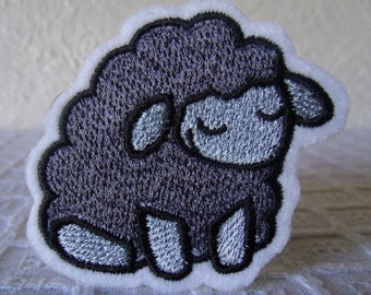 Black Sheep, Sheep Patch, Gothic Patch, Gothic Gifts, Embroidered Patch, Iron-On Patch, Gothic Animal, Kawaii Goth, Punk Patch, Gray Patch