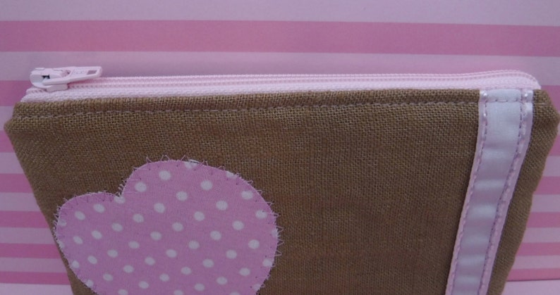 Heart Zipper Bag Pink Heart Pink Toiletry Bag Toiletry Bag Woman Travel Bag Polka Dot Heart Pink Polka Dot Tampon Bag Zipper Pouch