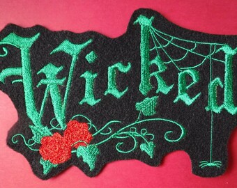 Wicked Patch, Wicked Gift, Wicked Witch, Iron On Patch, Gothic Patch, Gothic Gifts, Embroidered Patch, Seamstress Gift, Witch Of The West