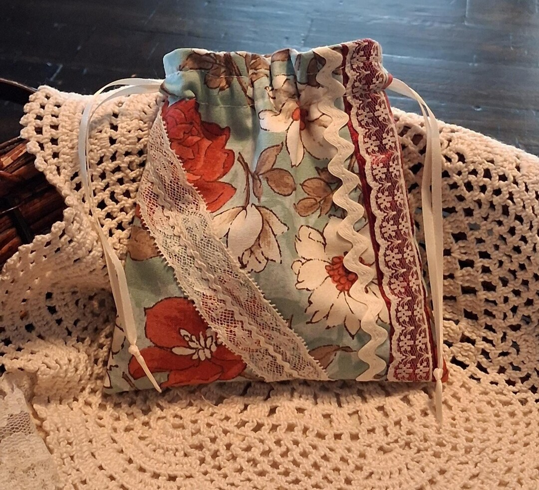 Pink Floral - Drawstring Bag - Tarot Bag Pouch - Cotton Tarot Bag ...