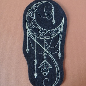 Gold Moon, Gold Crescent Moon, Gold Patch, Moon Patch, Moon Embroidery, Iron On Patch, Wiccan Gift, Gothic Gifts, Embroidered Applique, Goth